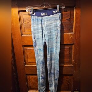 Nike Blue and White Patterned Leggings